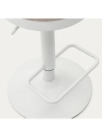 ROMOLO seat h 63-84 cm in beige chenille fabric adjustable height matt white steel piston design stool