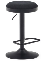 WILSON assise h 63-84 cm en tissu chenille noir hauteur réglable tabouret design à piston en acier noir mat