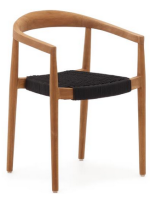 BROCK chair with armrests in solid teak wood and rope for outdoor use