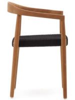 BROCK chair with armrests in solid teak wood and rope for outdoor use