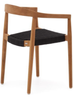 BROCK chair with armrests in solid teak wood and rope for outdoor use