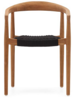 BROCK chair with armrests in solid teak wood and rope for outdoor use