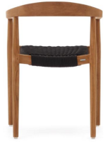 BROCK chair with armrests in solid teak wood and rope for outdoor use