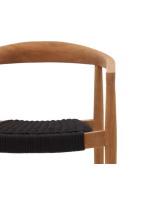 BROCK chair with armrests in solid teak wood and rope for outdoor use