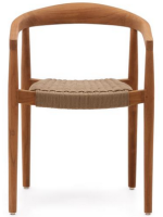 CLOERY chair with armrests in solid teak wood and rope for outdoor use