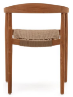 CLOERY chair with armrests in solid teak wood and rope for outdoor use