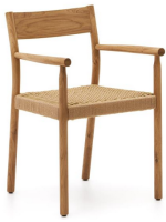 ALBORG chair with armrests in solid oak and rope seat