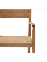 ALBORG chair with armrests in solid oak and rope seat