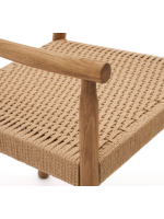 ALBORG chair with armrests in solid oak and rope seat