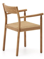 ALBORG chair with armrests in solid oak and rope seat