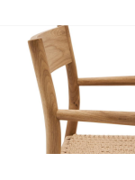 ALBORG chair with armrests in solid oak and rope seat