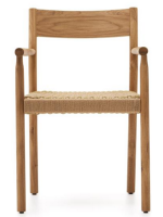 ALBORG chair with armrests in solid oak and rope seat