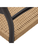 NABUK chair with armrests in solid oak black finish and seat in rope