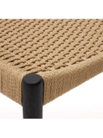 CHENS Silla de roble macizo con acabado en negro y asiento de cuerda