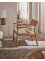 CHERRY armchair in solid oak with natural finish and rope seat