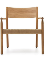 CHERRY armchair in solid oak with natural finish and rope seat