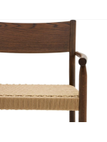 ARLA armchair in solid oak with walnut finish and rope seat