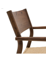 ARLA armchair in solid oak with walnut finish and rope seat