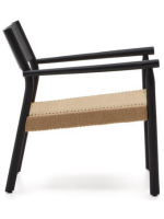 FLAMBE armchair in solid oak with black finish and rope seat