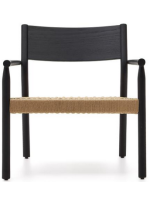 FLAMBE armchair in solid oak with black finish and rope seat