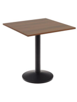 CHARLTON table top 70x70 cm in walnut finish melamine and black painted metal base for bars ice cream parlors and restaurants