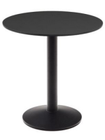 SETA tavolo piano Ø70 o Ø90 cm in hpl nero e base in metallo nero per bar gelaterie ristoranti