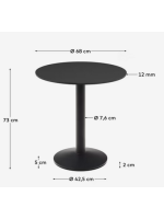 SETA tavolo piano Ø70 o Ø90 cm in hpl nero e base in metallo nero per bar gelaterie ristoranti