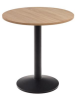 BALADU tavolo piano diam 70 cm in melaminico finitura naturale e base in metallo verniciato nero per bar ristoranti