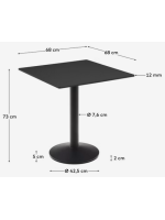 ALISA tavolo con piano 68x68 cm in hpl e base in metallo verniciato nero per bar gelaterie ristoranti