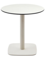 ABESCO tavolo con piano diam 70 cm in hpl bianco e base in metallo verniciato bianco per bar gelaterie ristoranti