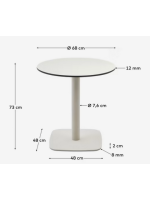ABESCO tavolo con piano diam 70 cm in hpl bianco e base in metallo verniciato bianco per bar gelaterie ristoranti