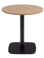ELISTE Tischplatte Durchmesser 70 cm aus Melamin in Naturoptik und schwarz lackiertem Metallgestell für Bars