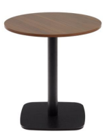 BEALTA tavolo piano diam 70 cm in melaminico finitura noce e base in metallo verniciato nero per bar gelaterie ristoranti