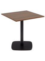 APAST table top 70x70 cm in walnut finish melamine and black painted metal base for bars ice cream parlors and restaurants