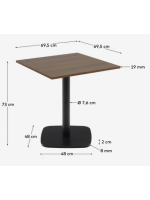 APAST table top 70x70 cm in walnut finish melamine and black painted metal base for bars ice cream parlors and restaurants