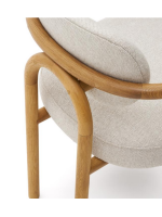 BATTER chair with armrests in solid oak wood and beige water-repellent fabric