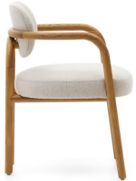 BATTER chair with armrests in solid oak wood and beige water-repellent fabric