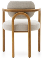 BATTER chair with armrests in solid oak wood and beige water-repellent fabric