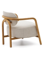 BATTER fauteuil en bois de chêne massif et tissu déperlant beige