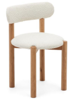 ARTEM Silla de diseño para el hogar en tejido de borreguito y patas de madera maciza de roble con acabado natural