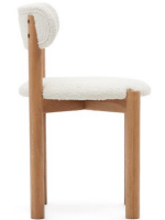 ARTEM Silla de diseño para el hogar en tejido de borreguito y patas de madera maciza de roble con acabado natural