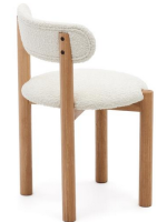 ARTEM Silla de diseño para el hogar en tejido de borreguito y patas de madera maciza de roble con acabado natural