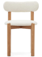 ARTEM Silla de diseño para el hogar en tejido de borreguito y patas de madera maciza de roble con acabado natural