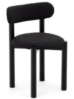 PIEDRA in shearling fabric and legs in solid oak wood with black finish home design chair