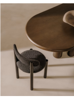 PIEDRA in shearling fabric and legs in solid oak wood with black finish home design chair