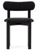 PIEDRA in shearling fabric and legs in solid oak wood with black finish home design chair