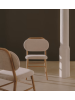 ALF chaise design en chenille avec traitement anti-taches coloris au choix et structure en bois de chêne massif