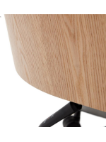 CAVER desk armchair for home or office in beige chenille and ash veneer natural finish with wheels