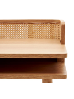 CRETA 105 cm Schreibtischtisch aus natürlichem Eschenholz und Rattan