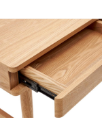 CRETA Table de bureau 105 cm en bois de frêne naturel et rotin